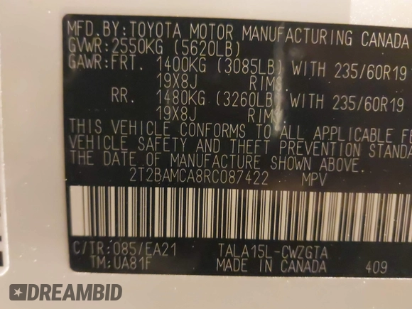 2024 Lexus RX with VIN 2T2BAMCA8RC087422, listed as a IAAI auction lot 41570920 with 7,710 mi miles. Bid and sale history available at carsss.com. Image 9.