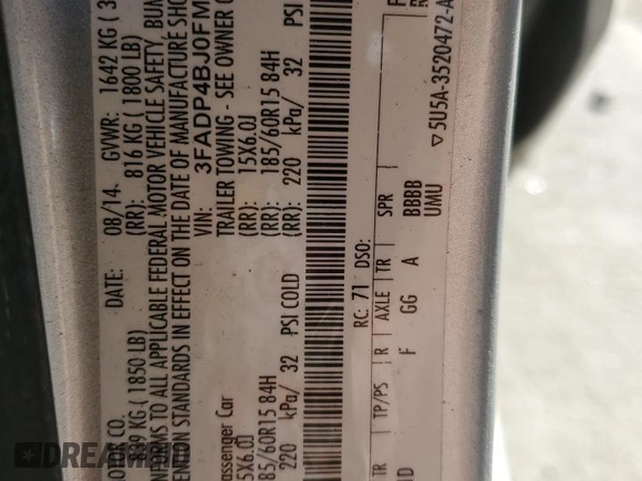 2015 Ford Fiesta SE with VIN 3FADP4BJ0FM130107, listed as a Copart auction lot 49673775 with 118,579 mi miles and Salvage Title. Bid and sale history available at carsss.com. Image 12.