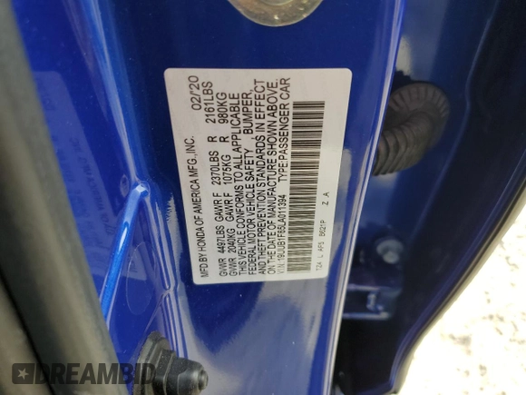2020 Acura TLX w/A-Spec Pkg with VIN 19UUB1F65LA011394, listed as a Copart auction lot 44080595 with 176,028 mi miles and Non Repairable. Bid and sale history available at carsss.com. Image 12.