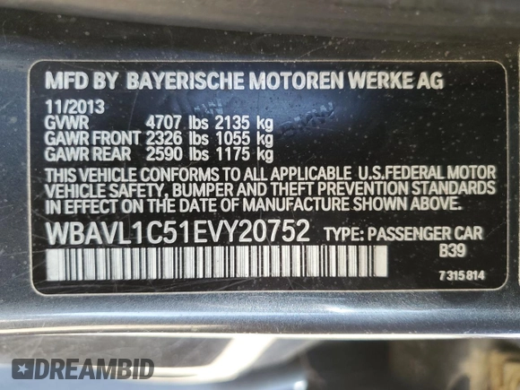 2014 BMW X1 xDrive28i with VIN WBAVL1C51EVY20752, listed as a Copart auction lot 52236685 with 130,956 mi miles and Clean Title. Bid and sale history available at carsss.com. Image 13.