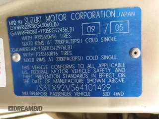 2006 Suzuki XL7 z VIN JS3TX92V564101429, wystawiony jako Copart lot #71942934 z przebiegiem 96 997 mil mil oraz Szkoda całkowita • Salvage title. Historia ofert i sprzedaży dostępna na DreamBid. Obrazek 13.