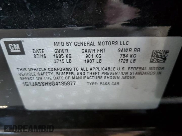 2016 Chevrolet Sonic LS z VIN 1G1JA5SH6G4185877, wystawiony jako Copart lot #42243525 z przebiegiem 117 903 mil mil oraz Szkoda całkowita • Salvage title. Historia ofert i sprzedaży dostępna na DreamBid. Obrazek 12.