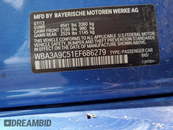 2014 BMW 3 Series 335i z VIN WBA3A9C51EF686279, wystawiony jako Copart lot #57448365 z przebiegiem 78 923 mil mil oraz Czysty tytuł • Clean title. Historia ofert i sprzedaży dostępna na DreamBid. Obrazek 12.