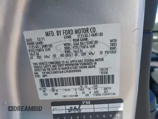 2012 Ford Escape XLT с VIN 1FMCU9DGXCKB55950, выставлен на аукционе IAAI как лот 42490173 с пробегом 221 795 миль миль и . История ставок и продаж доступна на DreamBid. Изображение 9.