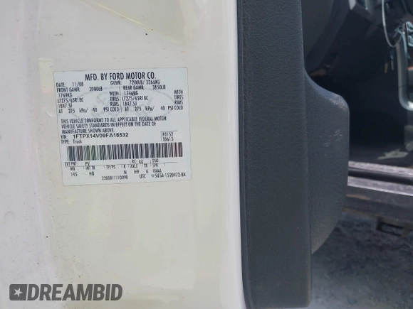 2009 Ford F-150 XL with VIN 1FTPX14V09FA18532, listed as a IAAI auction lot 42626521 with 182,113 mi miles and . Bid and sale history available at DreamBid. Image 9.