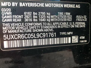 2020 BMW X5 xDrive40i with VIN 5UXCR6C05L9C91761, listed as a Copart auction lot 53070275 with 95,357 mi miles and Clean Title. Bid and sale history available at carsss.com. Image 13.