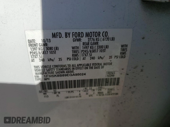 2014 Ford Explorer with VIN 1FM5K8B89EGA95024, listed as a Copart auction lot 43631735 with 203,442 mi miles and Salvage Title. Bid and sale history available at carsss.com. Image 14.