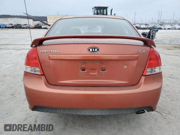 2009 Kia Spectra SX with VIN KNAFE221095026589, listed as a Copart auction lot 45005514 with 203,779 mi miles and Salvage Title. Bid and sale history available at carsss.com. Image 6.