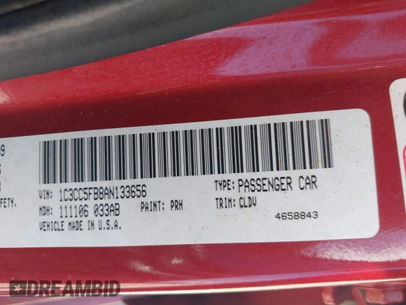 2010 Chrysler Sebring Limited with VIN 1C3CC5FB8AN133656, listed as a IAAI auction lot 42561161 with 145,785 mi miles and . Bid and sale history available at DreamBid. Image 9.