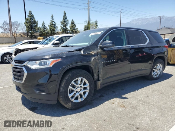 2021 Chevrolet Traverse LS with VIN 1GNERFKWXMJ242575, listed as a Copart auction lot 57480565 with 105,810 mi miles and Salvage title. Bid and sale history available at DreamBid. Image 1.