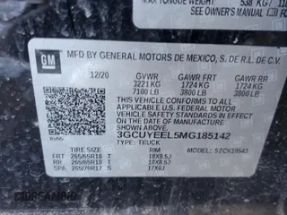 2021 Chevrolet Silverado 1500 RST with VIN 3GCUYEEL5MG185142, listed as a Copart auction lot 45176875 with 51,210 mi miles and Salvage Title. Bid and sale history available at carsss.com. Image 12.