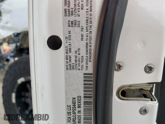 2023 Ram 2500 Big Horn с VIN 3C6UR5JL4PG544074, выставлен на аукционе Copart как лот 64457905 с пробегом 75 466 миль миль и Списание • Salvage title. История ставок и продаж доступна на DreamBid. Изображение 12.