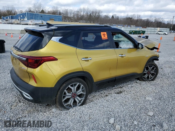 2021 Kia Seltos SX with VIN KNDETCA26M7060649, listed as a Copart auction lot 50379035 with 147,872 mi miles and Salvage Title. Bid and sale history available at carsss.com. Image 3.