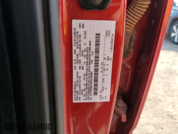 2023 Ford F-250 XL with VIN 1FT7W2BT0PEC05492, listed as a Copart auction lot 47969505 with 31,998 mi miles and Salvage title. Bid and sale history available at DreamBid. Image 12.