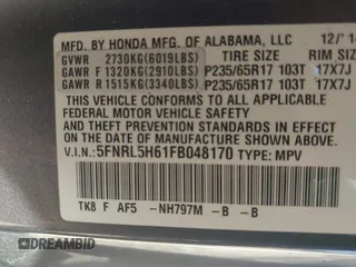 2015 Honda Odyssey EX-L with VIN 5FNRL5H61FB048170, listed as a IAAI auction lot 41822798 with 179,550 mi miles and . Bid and sale history available at DreamBid. Image 9.