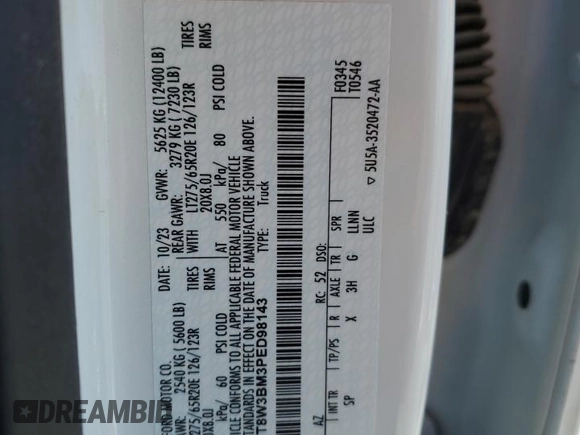 2023 Ford F-350 XL z VIN 1FT8W3BM3PED98143, wystawiony jako Copart lot #64438425 z przebiegiem Nie podano mil oraz Szkoda całkowita • Salvage title. Historia ofert i sprzedaży dostępna na DreamBid. Obrazek 12.