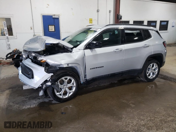2024 Jeep Compass Latitude с VIN 3C4NJDBN8RT117974, выставлен на аукционе Copart как лот 65041645 с пробегом Не указан миль и Чистый • Clean title. История ставок и продаж доступна на DreamBid. Изображение 1.