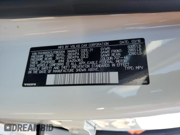 2018 Volvo XC90 Momentum with VIN YV4102CK2J1383204, listed as a Copart auction lot 48770655 with 99,270 mi miles and Salvage Title. Bid and sale history available at carsss.com. Image 14.
