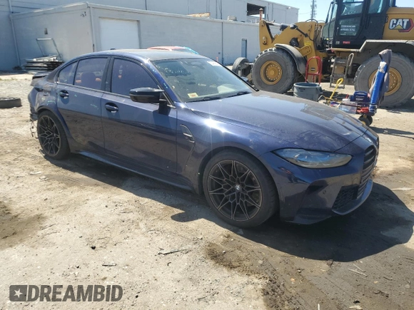 2022 BMW M3 Competition xDrive with VIN WBS43AY05NFL68593, listed as a Copart auction lot 53489645 with 44,039 mi miles and Salvage title. Bid and sale history available at DreamBid. Image 4.