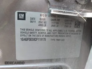 2012 Buick LaCrosse Premium 2 z VIN 1G4GF5E30CF119175, wystawiony jako IAAI lot #42132708 z przebiegiem 145 535 mil mil oraz . Historia ofert i sprzedaży dostępna na DreamBid. Obrazek 9.