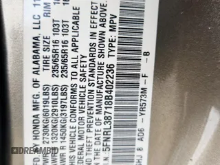 2008 Honda Odyssey EX-L z VIN 5FNRL38718B402236, wystawiony jako Copart lot #59355585 z przebiegiem 131 558 mil mil oraz Czysty tytuł • Clean title. Historia ofert i sprzedaży dostępna na DreamBid. Obrazek 13.