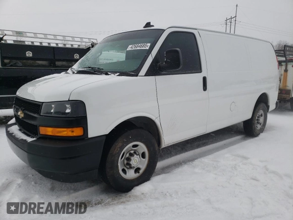 2021 Chevrolet Express Cargo with VIN 1GCWGAFP9M1245301, listed as a Copart auction lot 44656195 with 55,710 mi miles and Salvage title. Bid and sale history available at DreamBid. Image 1.