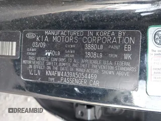 2010 Kia Forte SX with VIN KNAFW4A39A5054469, listed as a IAAI auction lot 41526636 with 115,008 mi miles. Bid and sale history available at carsss.com. Image 9.