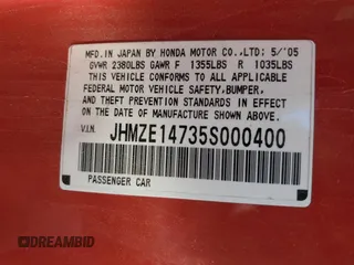 2005 Honda Insight z VIN JHMZE14735S000400, wystawiony jako Copart lot #78278804 z przebiegiem 187 349 mil mil oraz Szkoda całkowita • Salvage title. Historia ofert i sprzedaży dostępna na DreamBid. Obrazek 13.