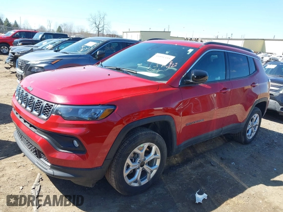 2025 Jeep Compass Latitude с VIN 3C4NJDBN7ST548795, выставлен на аукционе IAAI как лот 41891359 с пробегом 4 569 миль миль и . История ставок и продаж доступна на DreamBid. Изображение 2.