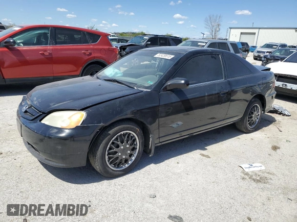 2001 Honda Civic EX with VIN 1HGEM22921L042589, listed as a Copart auction lot 52429515 with 204,141 mi miles and Salvage Title. Bid and sale history available at carsss.com. Image 1.