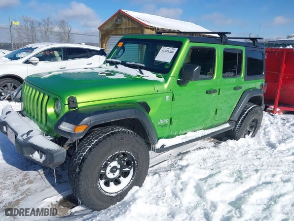 2019 Jeep Wrangler Unlimited Sport with VIN 1C4HJXDG6KW578717, listed as a IAAI auction lot 41309268 with 56,653 mi miles. Bid and sale history available at carsss.com. Image 2.