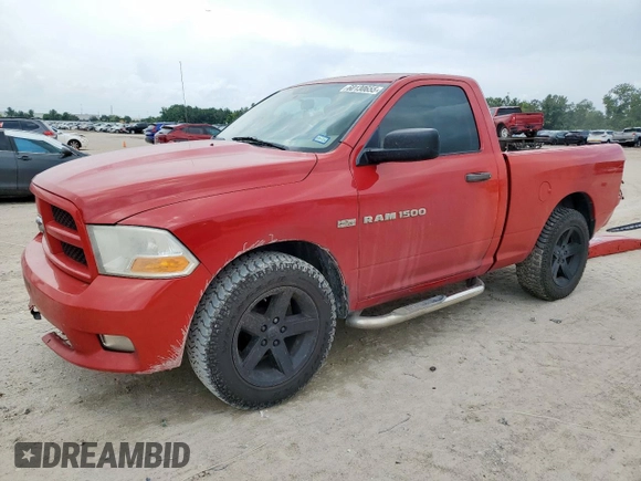 2012 Ram 1500 Express with VIN 3C6JD6AT4CG201072, listed as a Copart auction lot 60130655 with 147,324 mi miles and Salvage title. Bid and sale history available at DreamBid. Image 1.