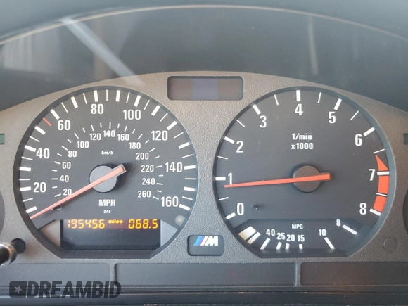 1997 BMW M3 with VIN WBSCD032XVEE11393, listed as a Copart auction lot 72560804 with 195,456 mi miles and Salvage title. Bid and sale history available at DreamBid. Image 9.