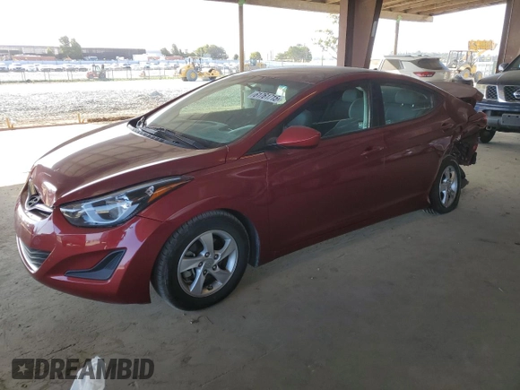 2014 Hyundai Elantra SE with VIN 5NPDH4AE7EH502722, listed as a Copart auction lot 61761715 with 74,791 mi miles and Salvage title. Bid and sale history available at DreamBid. Image 1.