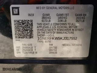 2019 Chevrolet Traverse LS with VIN 1GNERFKW5KJ317552, listed as a Copart auction lot 46930225 with 134,081 mi miles and Salvage Title. Bid and sale history available at carsss.com. Image 15.