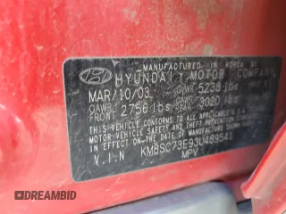 2003 Hyundai Santa Fe LX with VIN KM8SC73E93U489541, listed as a Copart auction lot 51122045 with 164,814 mi miles and Salvage Title. Bid and sale history available at carsss.com. Image 15.