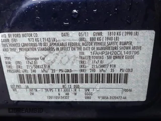 2012 Ford Focus SEL with VIN 1FAHP3H20CL149796, listed as a IAAI auction lot 41895850 with 144,668 mi miles. Bid and sale history available at carsss.com. Image 9.