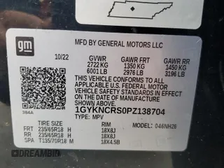 2023 Cadillac XT5 FWD Premium Luxury with VIN 1GYKNCRS0PZ138704, listed as a Copart auction lot 86849104 with 44,398 mi miles and Non Repairable. Bid and sale history available at carsss.com. Image 13.