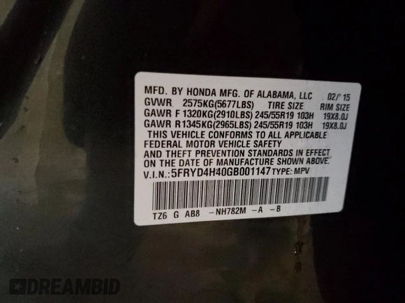 2016 Acura MDX w/Tech with VIN 5FRYD4H40GB001147, listed as a Copart auction lot 50178505 with 157,768 mi miles and Clean Title. Bid and sale history available at carsss.com. Image 14.