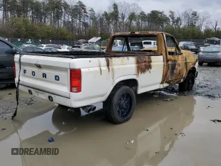 1985 Ford F-150 with VIN 1FTDF15Y4FNA66826, listed as a Copart auction lot 43598765 with 0 mi miles and Salvage Title. Bid and sale history available at carsss.com. Image 3.