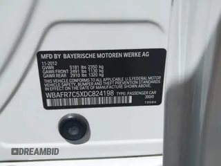 2013 BMW 5 Series 535i with VIN WBAFR7C5XDC824198, listed as a IAAI auction lot 42046804 with 170,005 mi miles and . Bid and sale history available at DreamBid. Image 9.