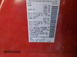 2015 Nissan Pathfinder SV with VIN 5N1AR2MN7FC669994, listed as a Copart auction lot 49634055 with 85,471 mi miles and Salvage Title. Bid and sale history available at carsss.com. Image 14.