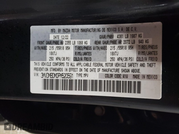 2023 Mazda CX-30 S Premium with VIN 3MVDMBDM0PM520591, listed as a Copart auction lot 48178215 with 9,999 mi miles and Salvage Title. Bid and sale history available at DreamBid. Image 15.