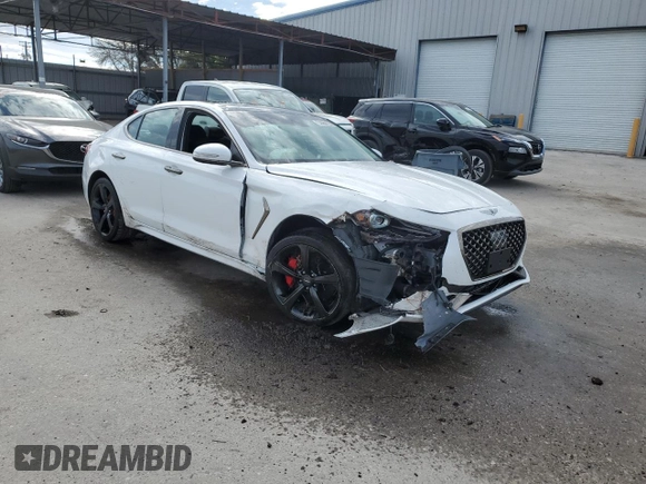 2021 Genesis G70 3.3T with VIN KMTG34LE5MU074535, listed as a Copart auction lot 40277844 with 56,032 mi miles and Non Repairable. Bid and sale history available at carsss.com. Image 4.