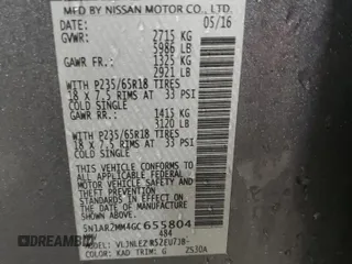 2016 Nissan Pathfinder S с VIN 5N1AR2MM4GC655804, выставлен на аукционе Copart как лот 87229234 с пробегом 148 021 миль миль и На запчасти • Non repairable. История ставок и продаж доступна на DreamBid. Изображение 15.