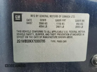 2007 Chevrolet Impala LS z VIN 2G1WB58KX79380786, wystawiony jako Copart lot #55325005 z przebiegiem 188 264 mil mil oraz Szkoda całkowita • Salvage title. Historia ofert i sprzedaży dostępna na DreamBid. Obrazek 13.