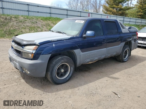 2002 Chevrolet Avalanche with VIN 3GNEK13T12G340985, listed as a Copart auction lot 54938035 with 0 mi miles and Clean Title. Bid and sale history available at carsss.com. Image 1.