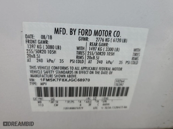 2018 Ford Explorer Limited with VIN 1FM5K7F8XJGC68970, listed as a Copart auction lot 47116115 with 105,759 mi miles and Salvage Title. Bid and sale history available at carsss.com. Image 13.