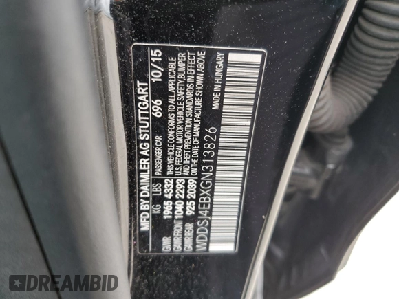 2016 Mercedes-Benz CLA 250 with VIN WDDSJ4EBXGN313826, listed as a Copart auction lot 50333034 with 121,495 mi miles and . Bid and sale history available at DreamBid. Image 13.