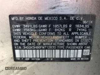 2015 Honda Fit EX-L z VIN 3HGGK5H86FM712830, wystawiony jako Copart lot #56429325 z przebiegiem 150 397 mil mil oraz Szkoda całkowita • Salvage title. Historia ofert i sprzedaży dostępna na DreamBid. Obrazek 12.